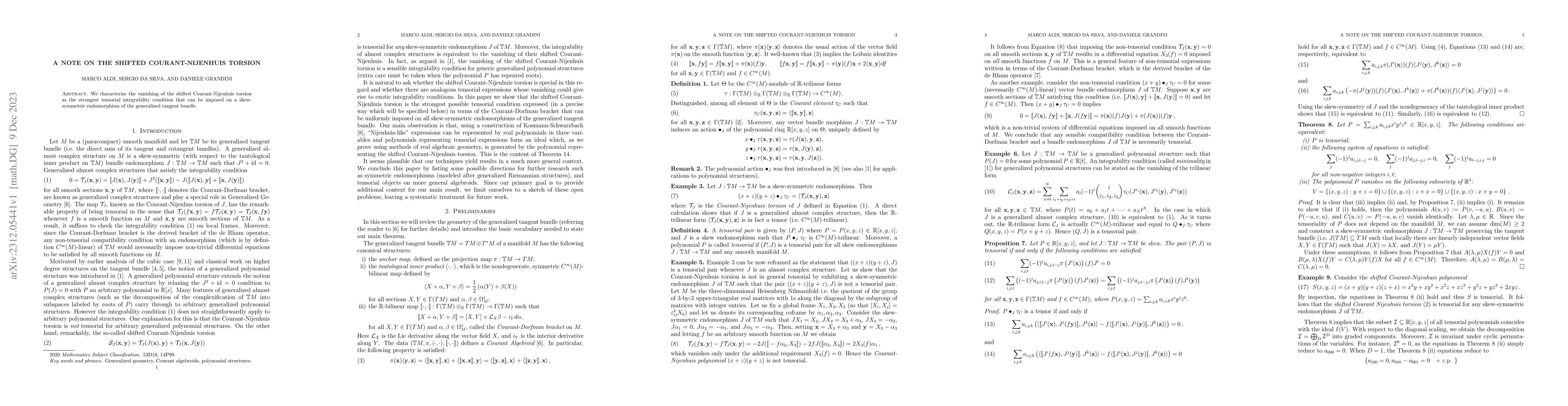 Thumbnail for A note on the shifted Courant-Nijenhuis torsion