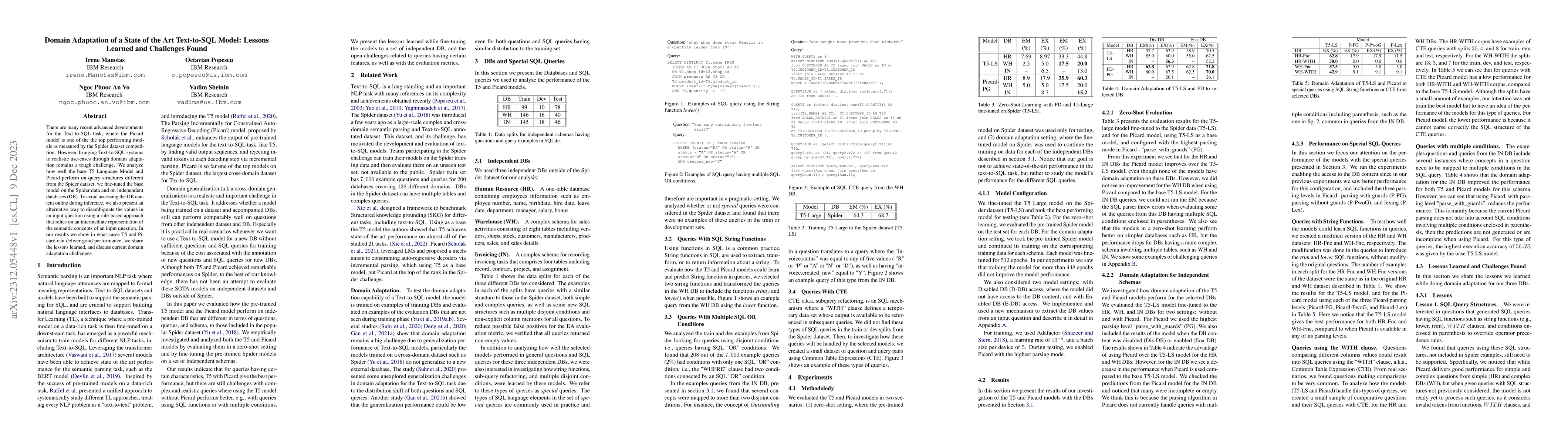 Thumbnail for Domain Adaptation of a State of the Art Text-to-SQL Model: Lessons
  Learned and Challenges Found