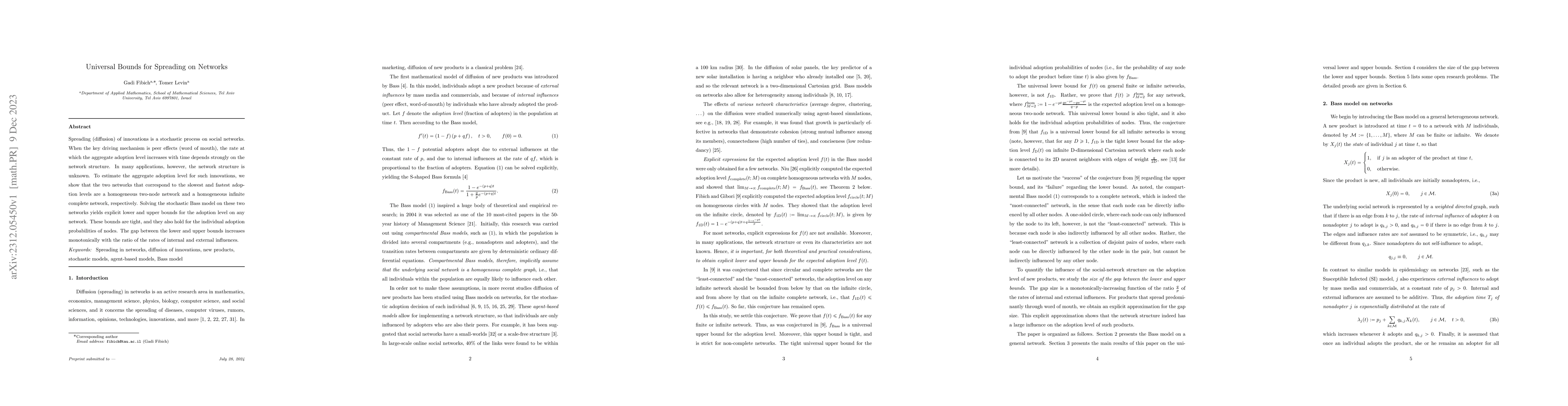 Thumbnail for Universal Bounds for Spreading on Networks