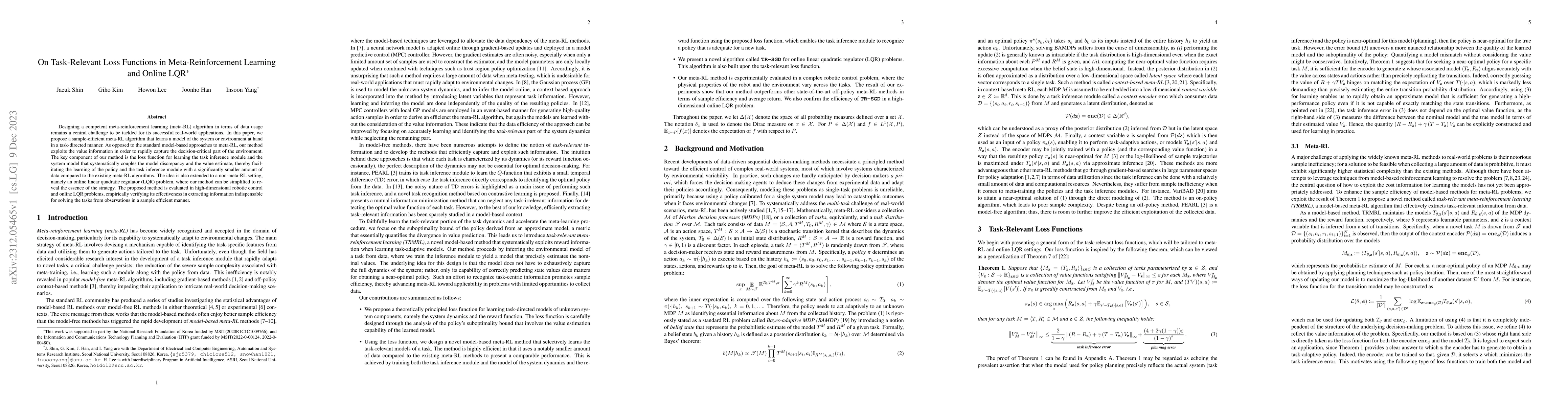 Thumbnail for On Task-Relevant Loss Functions in Meta-Reinforcement Learning and
  Online LQR
