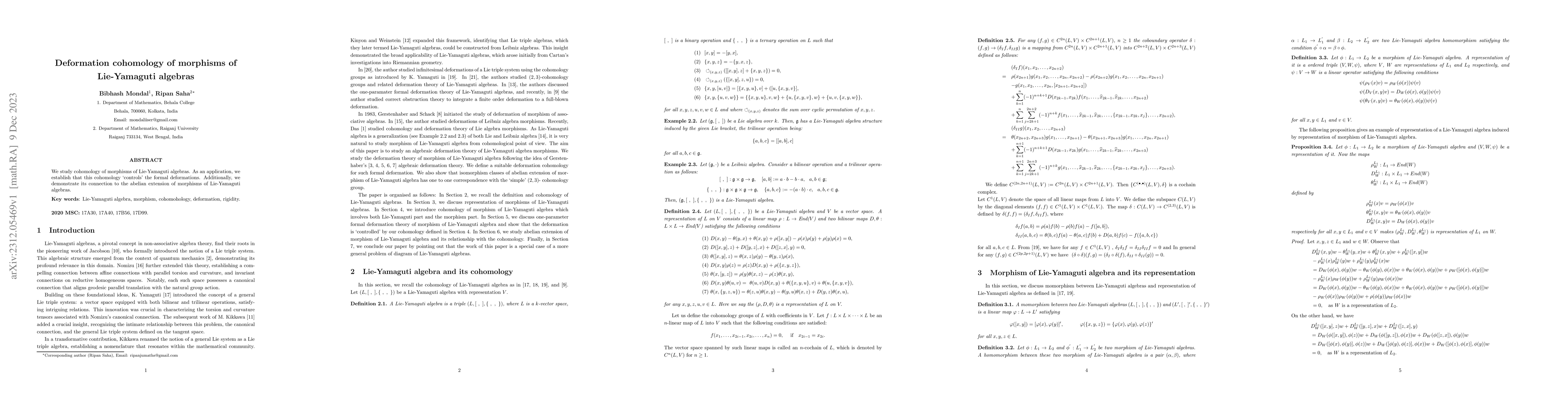 Thumbnail for Deformation cohomology of morphisms of Lie-Yamaguti algebras