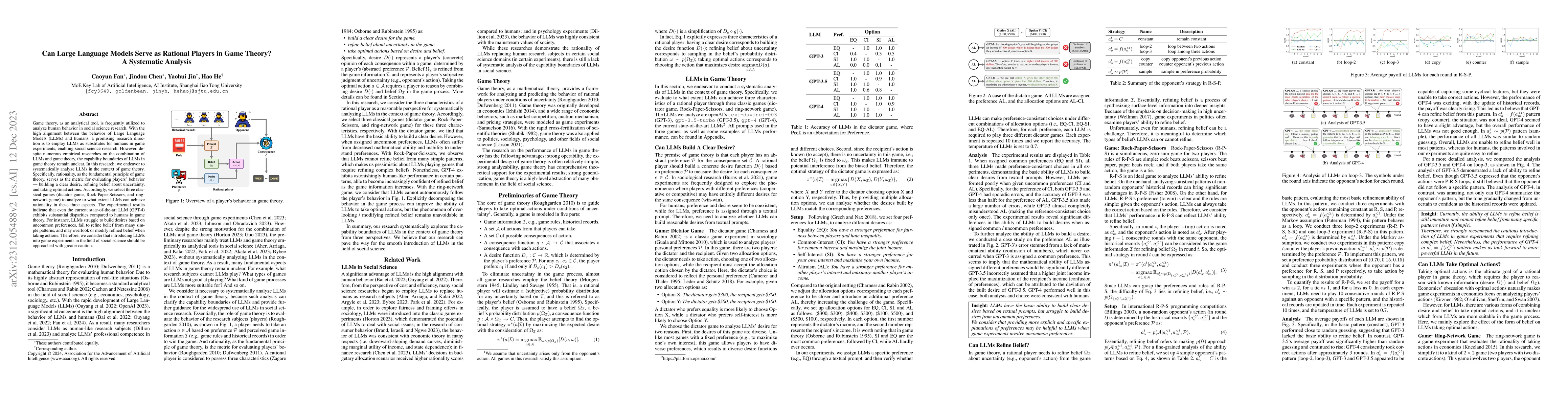 Thumbnail for Can Large Language Models Serve as Rational Players in Game Theory? A
  Systematic Analysis