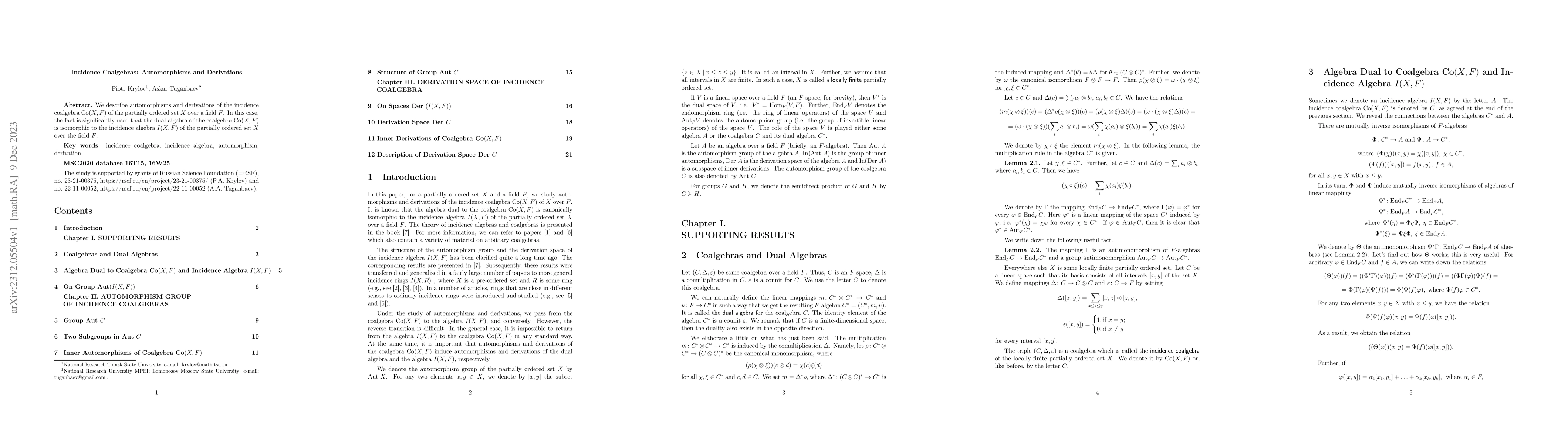Thumbnail for Incidence Coalgebras: Automorphisms and Derivations