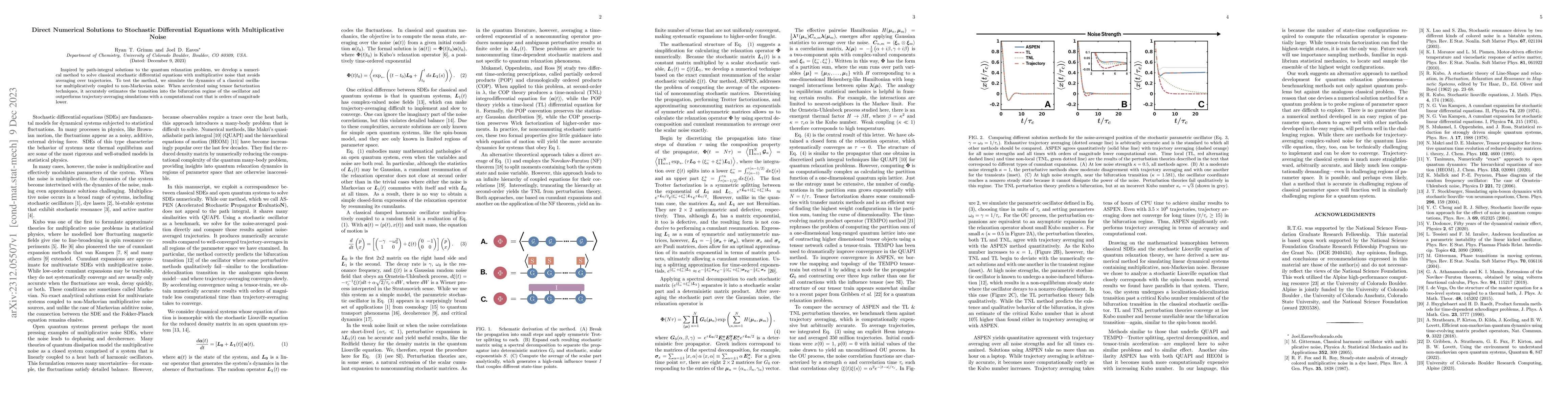 Thumbnail for Direct Numerical Solutions to Stochastic Differential Equations with
  Multiplicative Noise