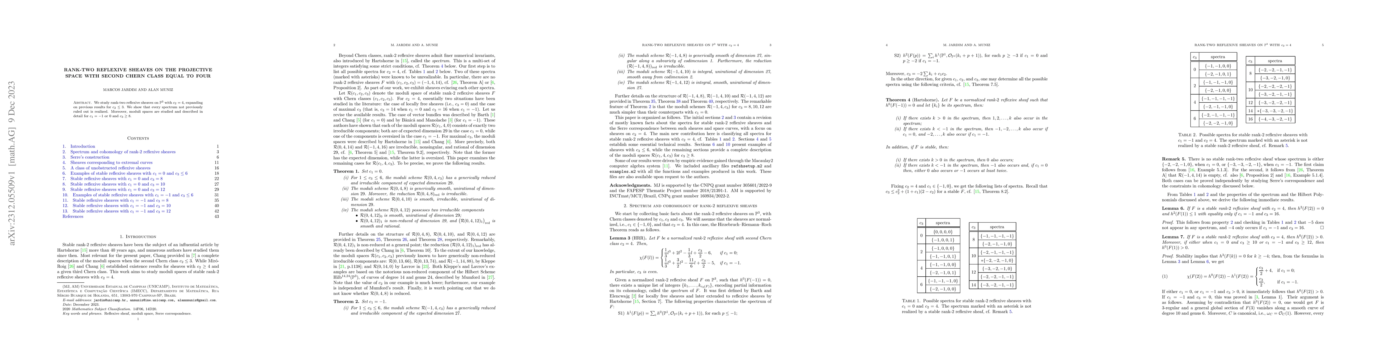 Thumbnail for Rank-two reflexive sheaves on the projective space with second Chern
  class equal to four