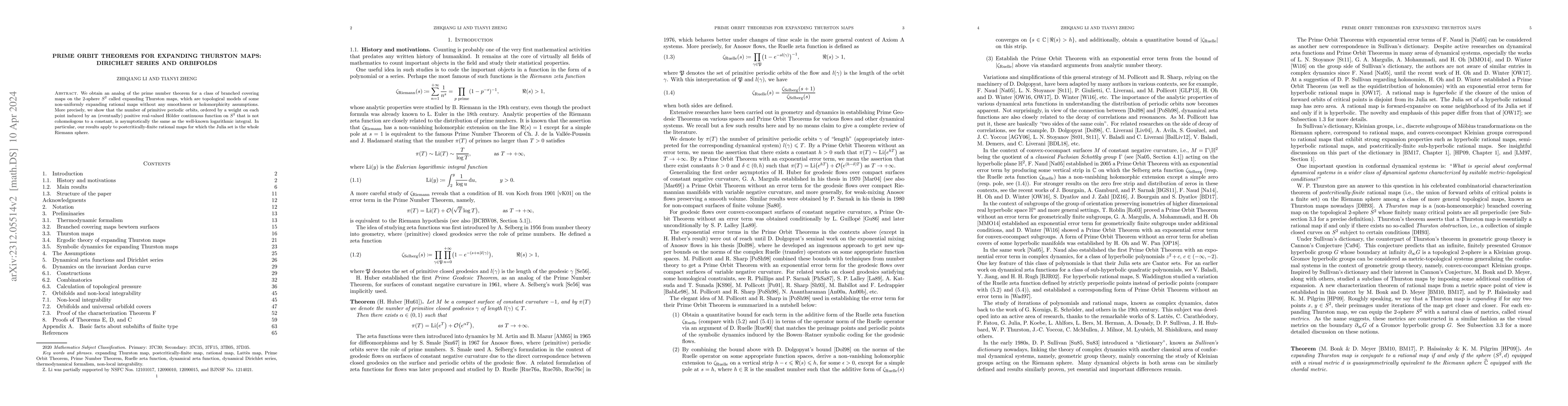 Thumbnail for Prime orbit theorems for expanding Thurston maps: Dirichlet series and
  orbifolds