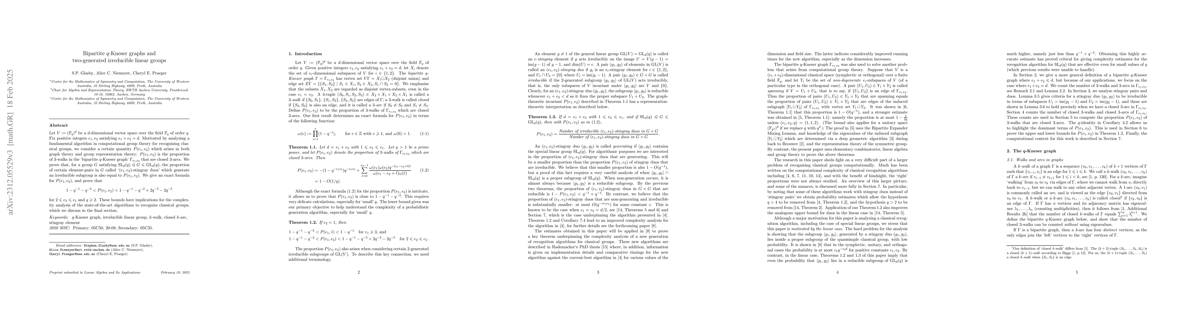 Thumbnail for Bipartite $q$-Kneser graphs and two-generated irreducible linear groups