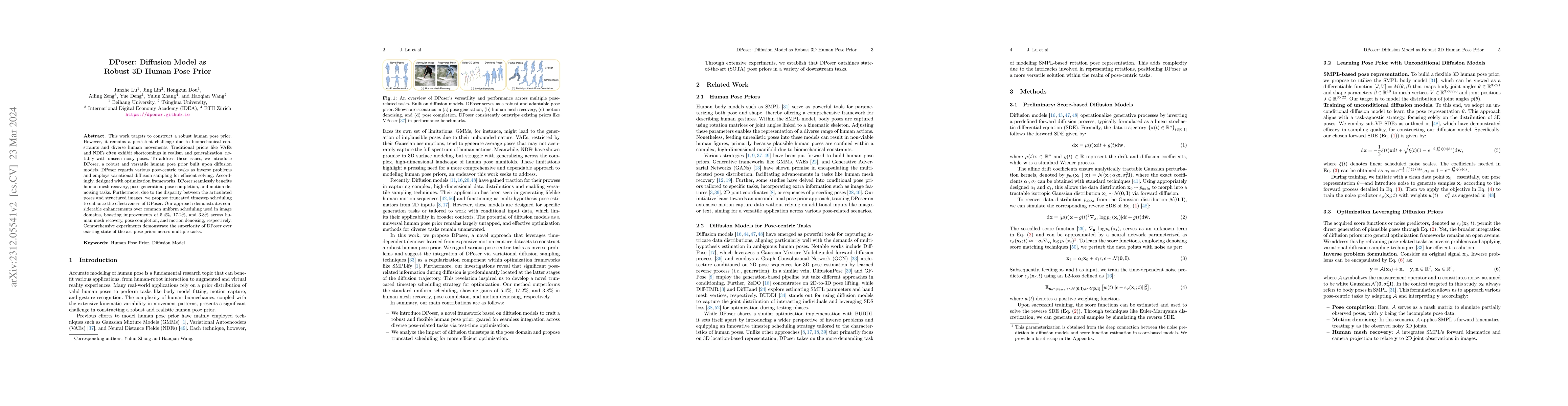 Thumbnail for DPoser: Diffusion Model as Robust 3D Human Pose Prior