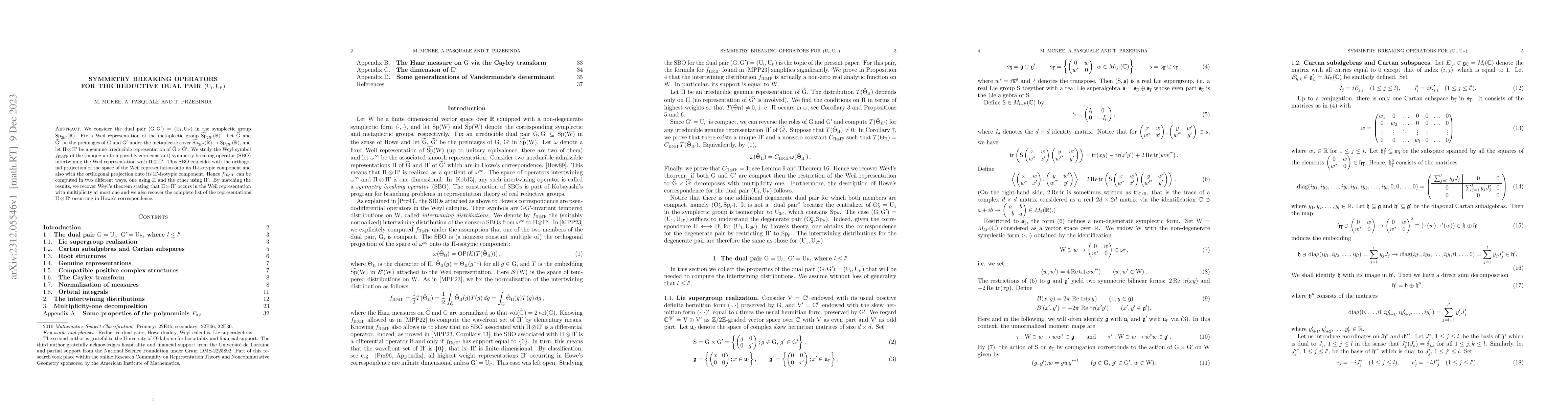 Thumbnail for Symmetry breaking operator for the reductive dual pair
  $(\mathrm{U}_l,\mathrm{U}_{l'})$