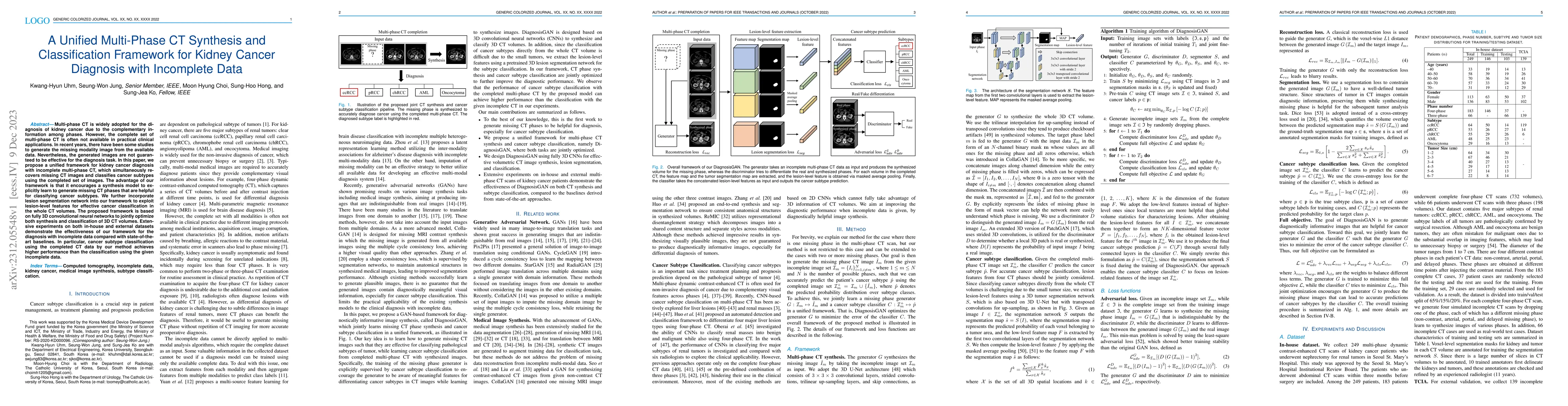 Thumbnail for A Unified Multi-Phase CT Synthesis and Classification Framework for
  Kidney Cancer Diagnosis with Incomplete Data