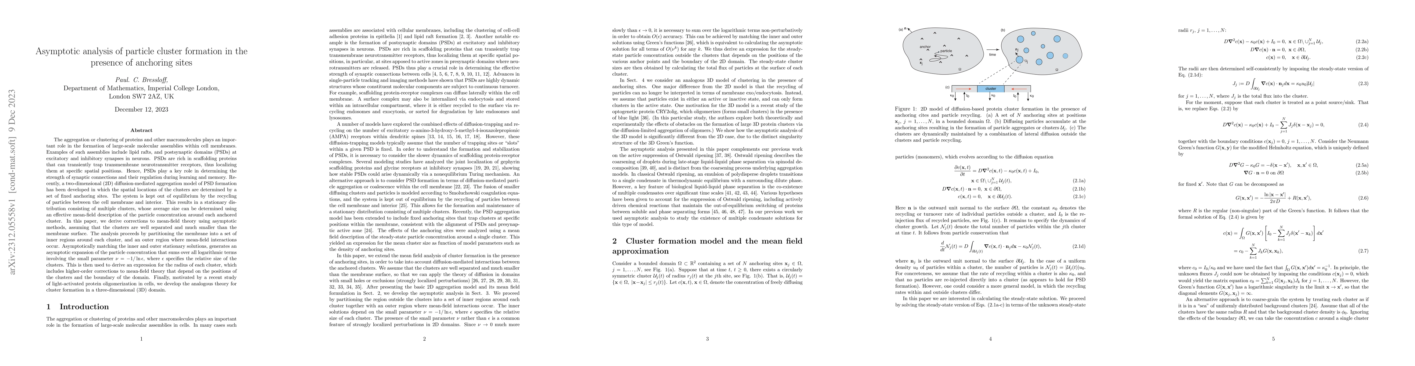 Thumbnail for Asymptotic analysis of particle cluster formation in the presence of
  anchoring sites