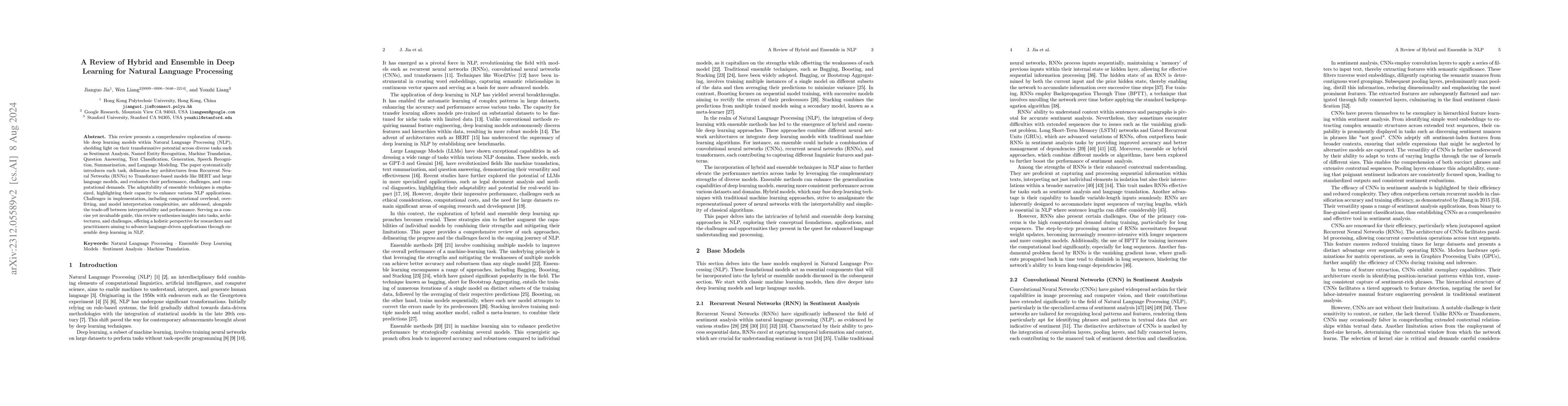 Thumbnail for A Review of Hybrid and Ensemble in Deep Learning for Natural Language
  Processing