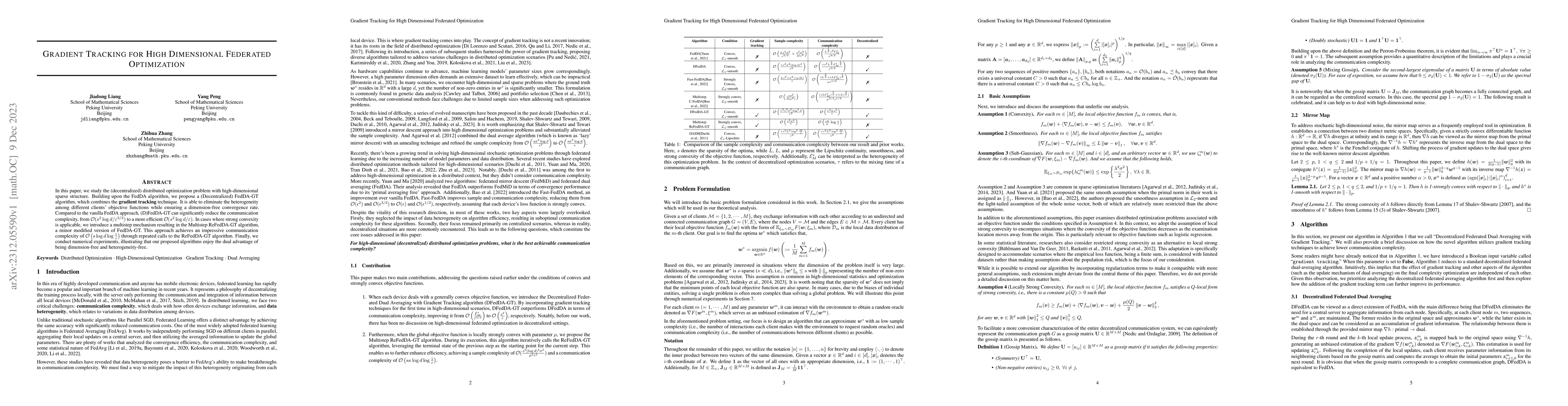 Thumbnail for Gradient Tracking for High Dimensional Federated Optimization