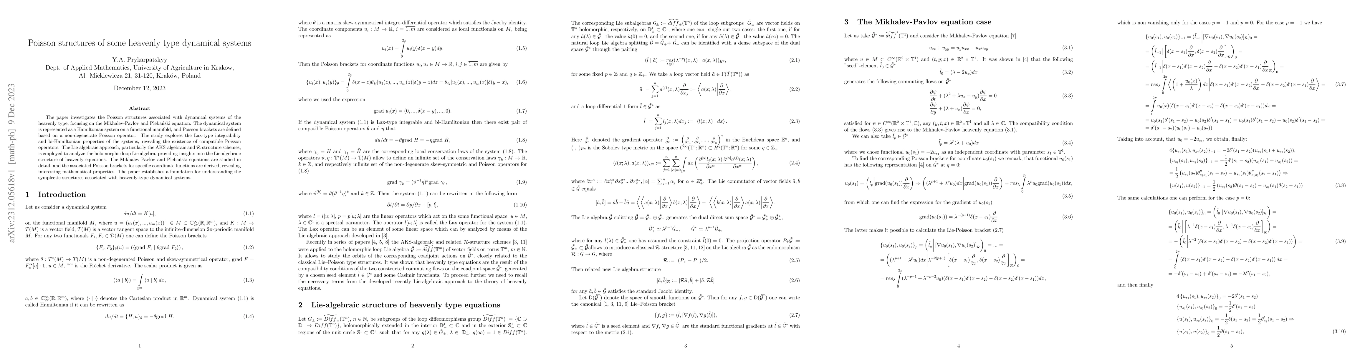 Thumbnail for Poisson structures of some heavenly type dynamical systems