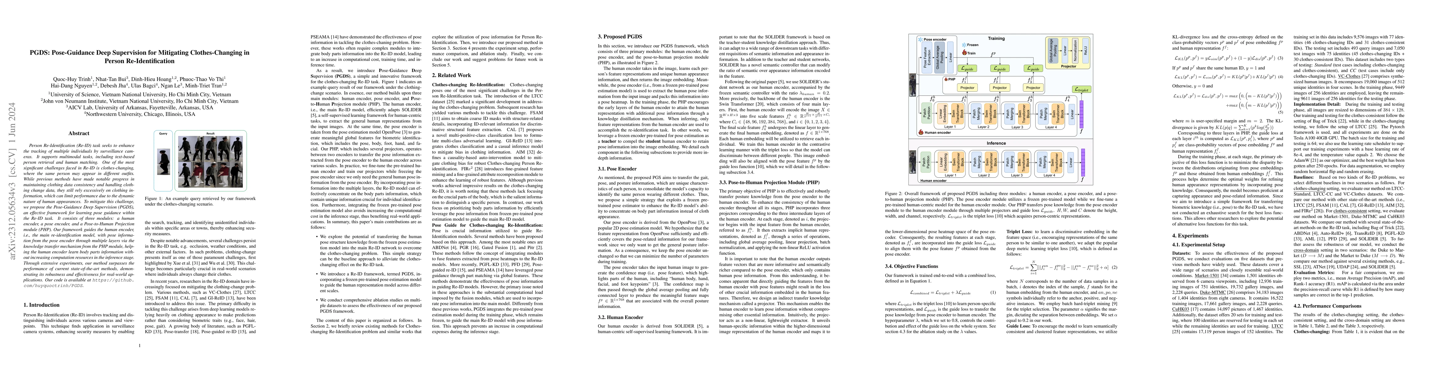 Thumbnail for PGDS: Pose-Guidance Deep Supervision for Mitigating Clothes-Changing in
  Person Re-Identification