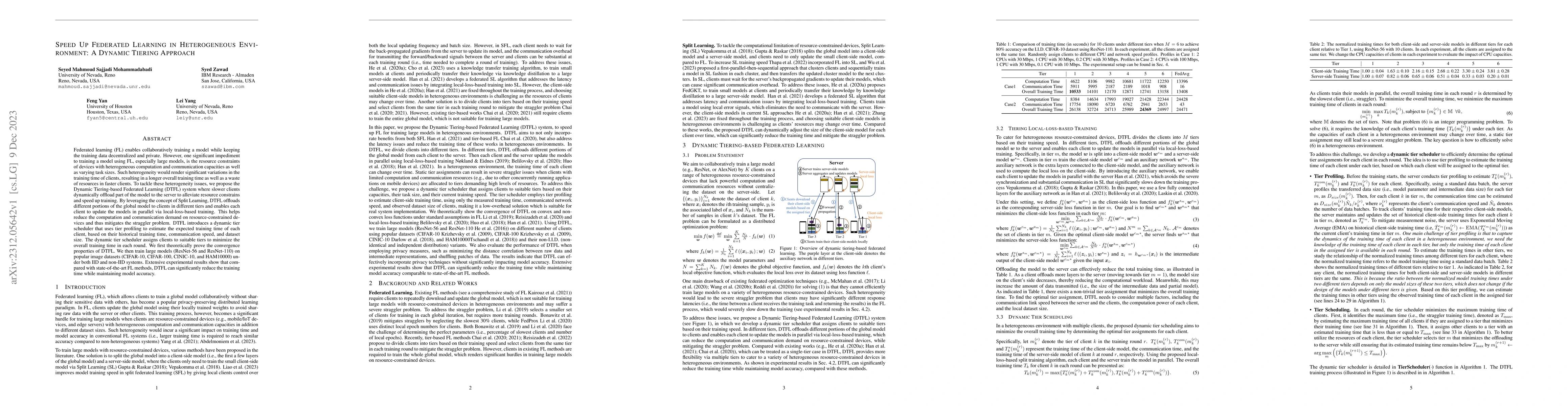 Thumbnail for Speed Up Federated Learning in Heterogeneous Environment: A Dynamic
  Tiering Approach