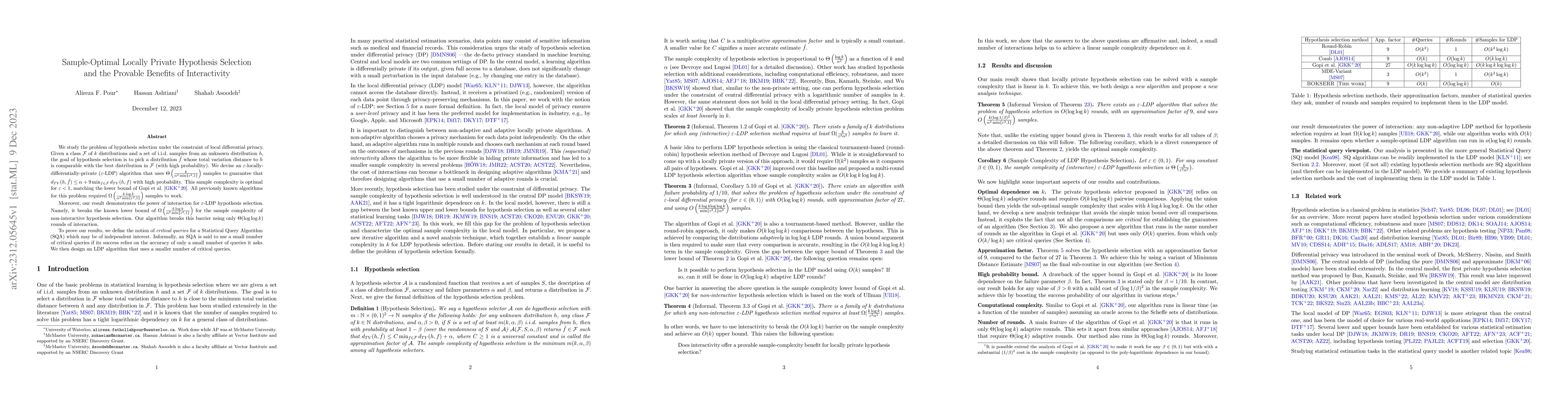 Thumbnail for Sample-Optimal Locally Private Hypothesis Selection and the Provable
  Benefits of Interactivity
