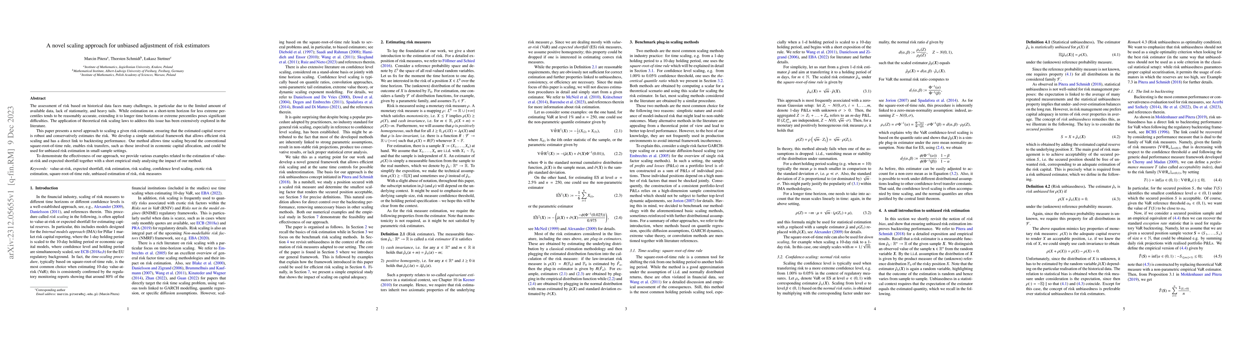 Thumbnail for A novel scaling approach for unbiased adjustment of risk estimators