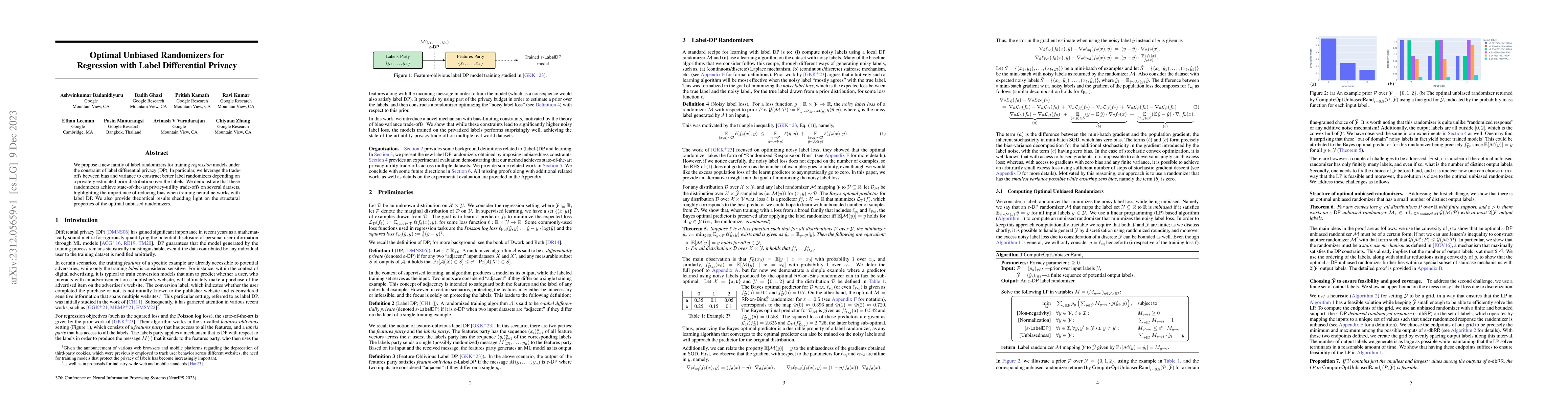 Thumbnail for Optimal Unbiased Randomizers for Regression with Label Differential
  Privacy