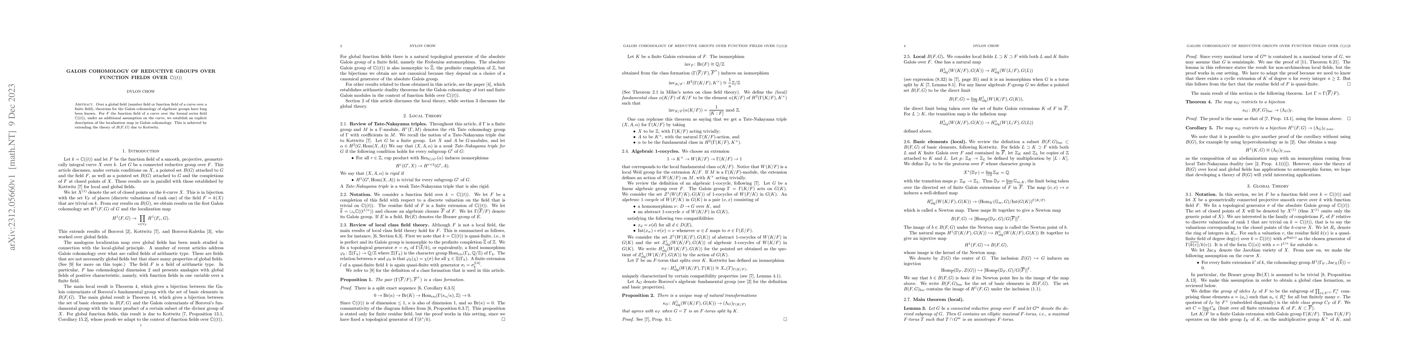 Thumbnail for Galois Cohomology of Reductive Groups over Function Fields over
  $\mathbb{C}((t))$