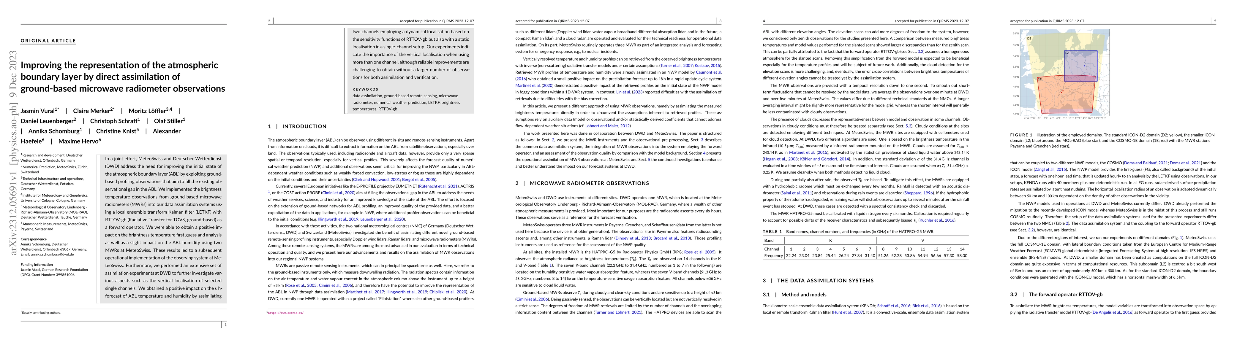 Thumbnail for Improving the representation of the atmospheric boundary layer by direct
  assimilation of ground-based microwave radiometer observations