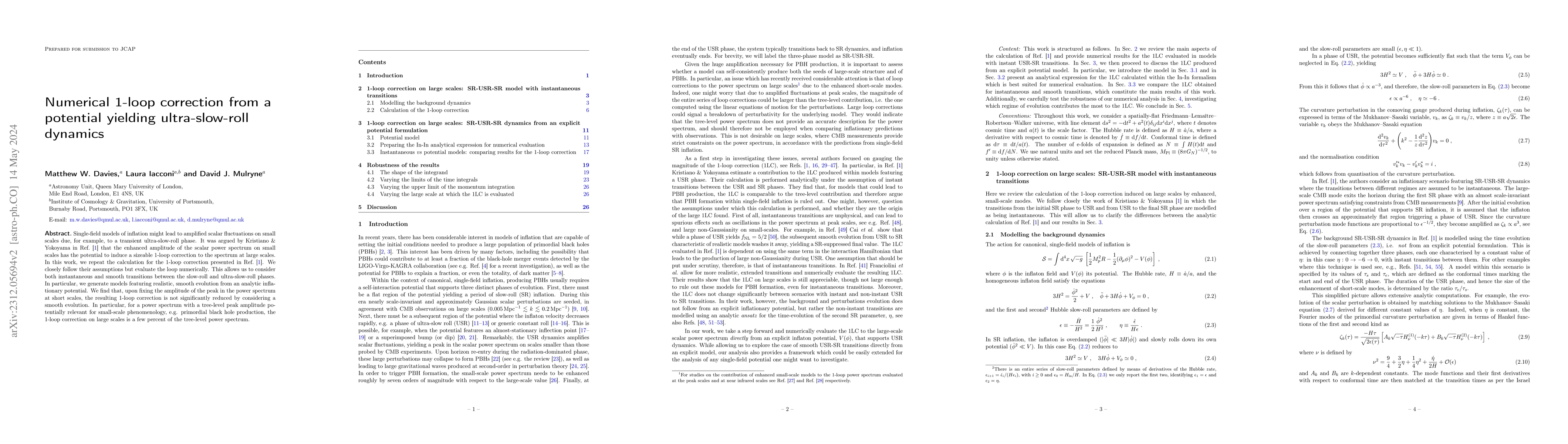 Thumbnail for Numerical 1-loop correction from a potential yielding ultra-slow-roll
  dynamics