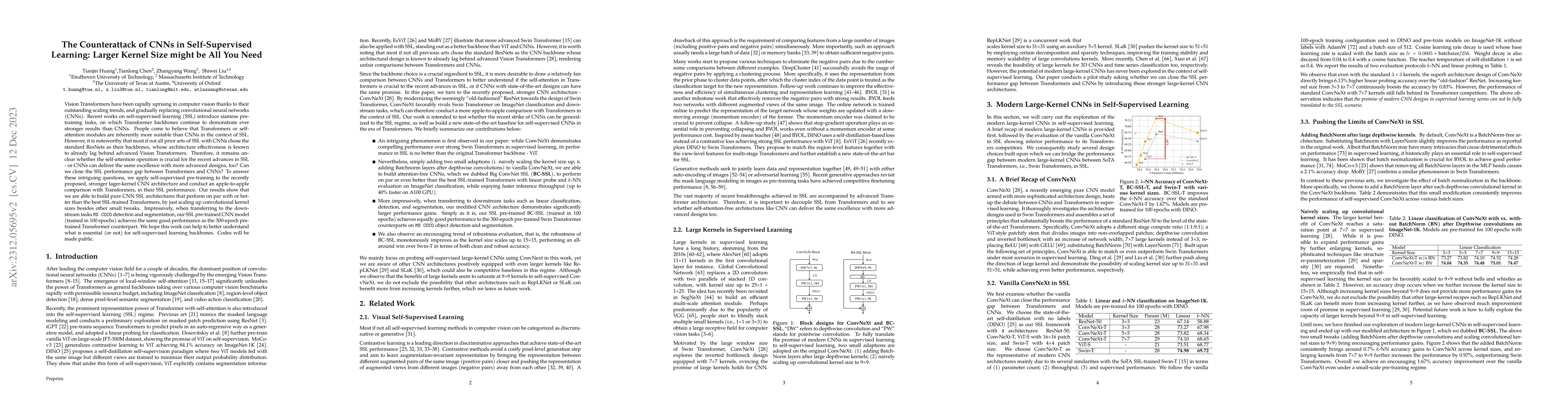 Thumbnail for The Counterattack of CNNs in Self-Supervised Learning: Larger Kernel
  Size might be All You Need