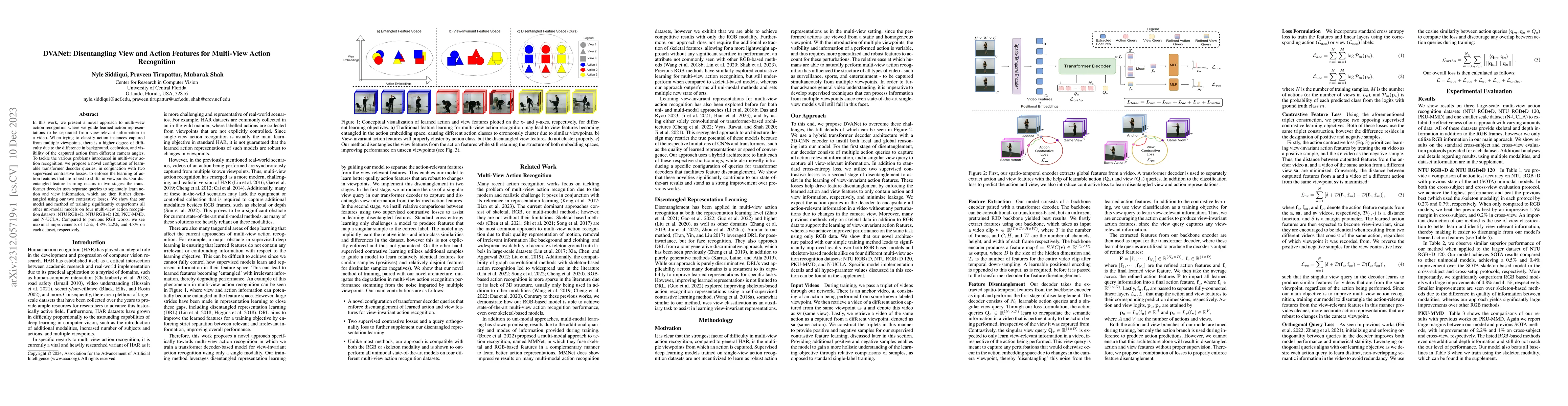 Thumbnail for DVANet: Disentangling View and Action Features for Multi-View Action
  Recognition