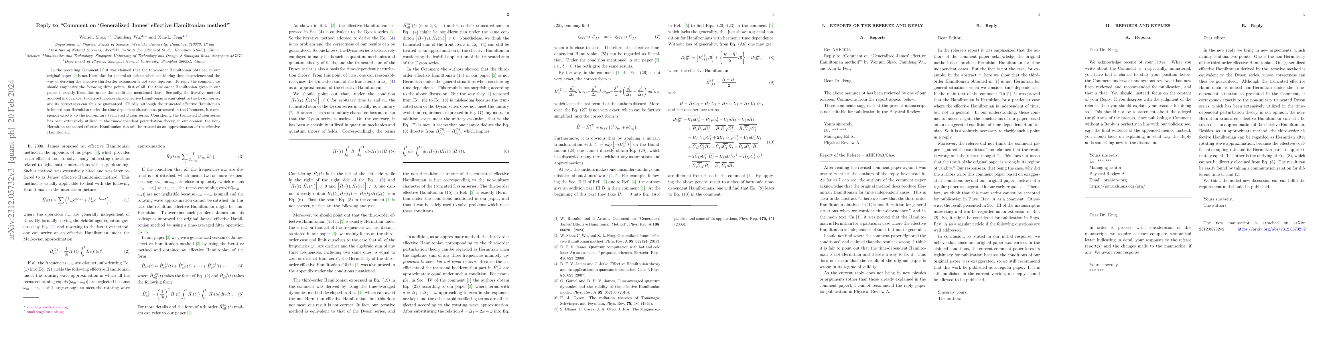 Thumbnail for Reply to "Comment on `Generalized James' effective Hamiltonian method'"