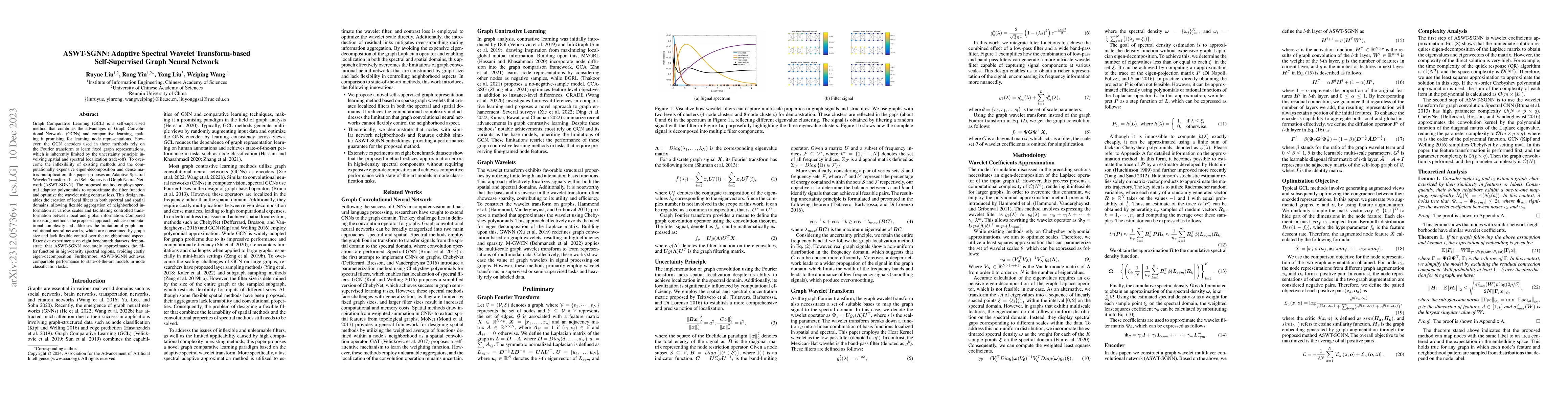 Thumbnail for ASWT-SGNN: Adaptive Spectral Wavelet Transform-based Self-Supervised
  Graph Neural Network