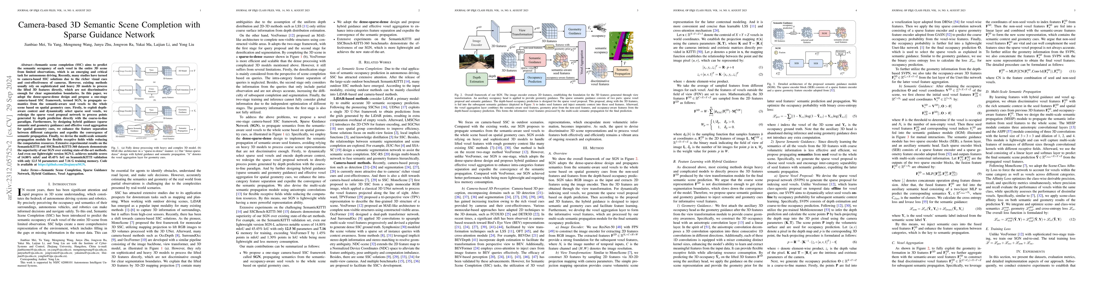 Thumbnail for Camera-based 3D Semantic Scene Completion with Sparse Guidance Network