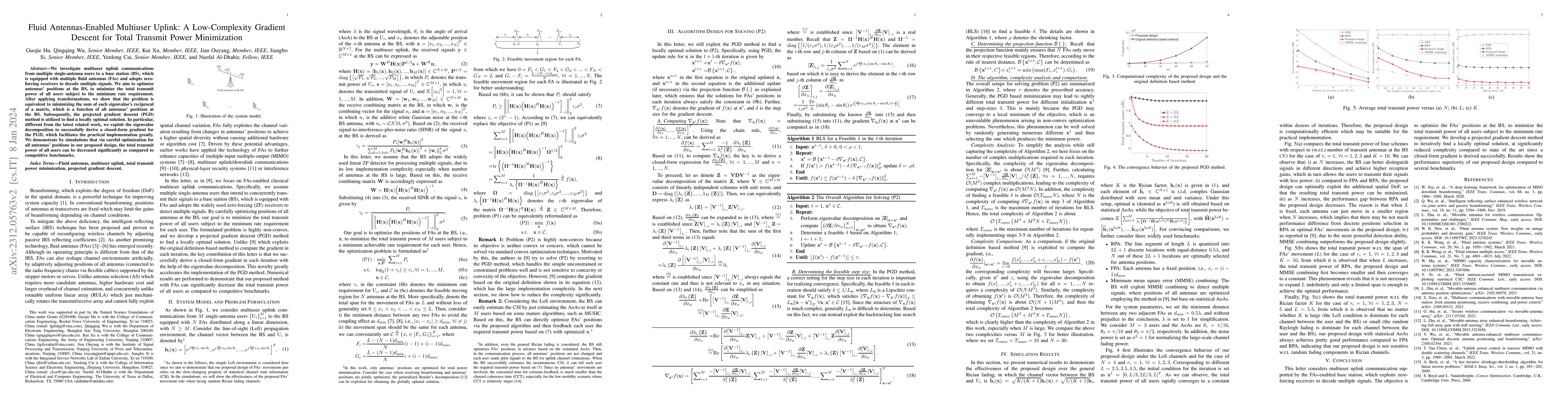 Thumbnail for Fluid Antennas-Enabled Multiuser Uplink: A Low-Complexity Gradient
  Descent for Total Transmit Power Minimization