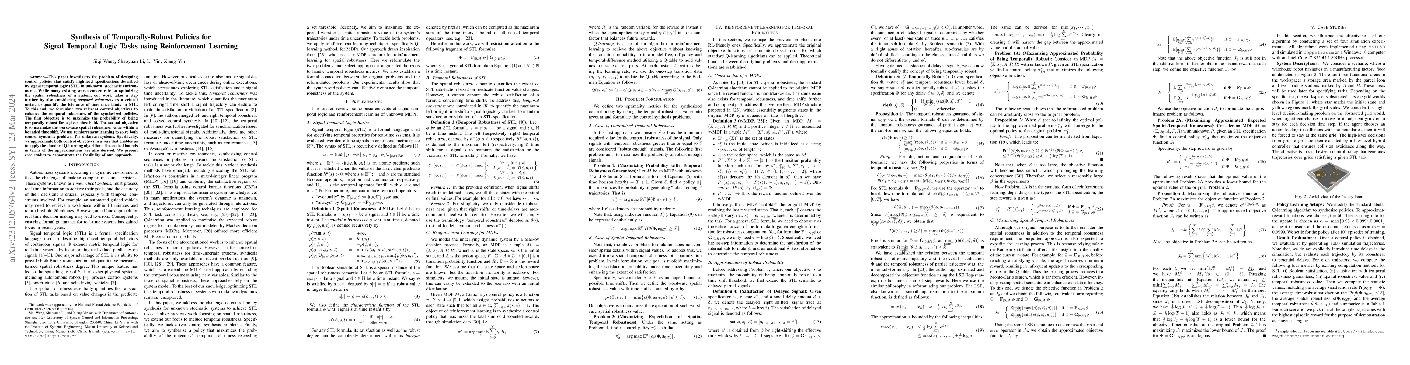 Thumbnail for Synthesis of Temporally-Robust Policies for Signal Temporal Logic Tasks
  using Reinforcement Learning