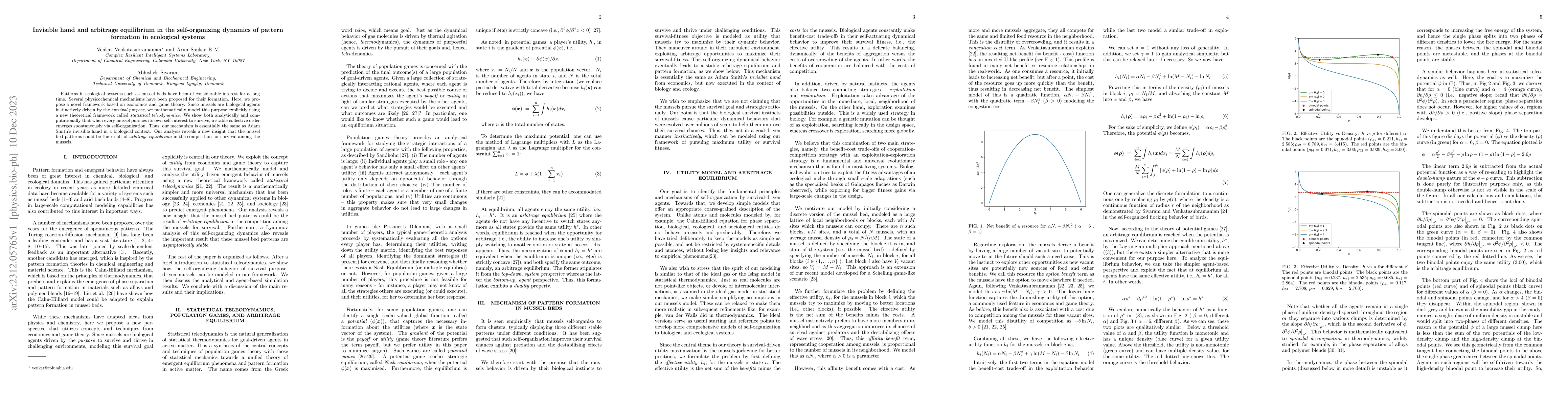 Thumbnail for Invisible hand and arbitrage equilibrium in the self-organizing dynamics
  of pattern formation in ecological systems
