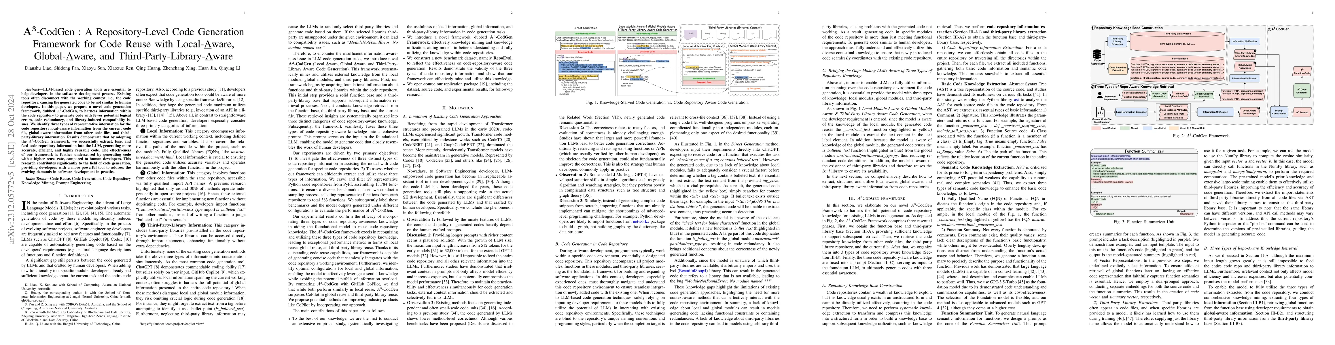 Thumbnail for A^3-CodGen: A Repository-Level Code Generation Framework for Code Reuse
  with Local-Aware, Global-Aware, and Third-Party-Library-Aware
