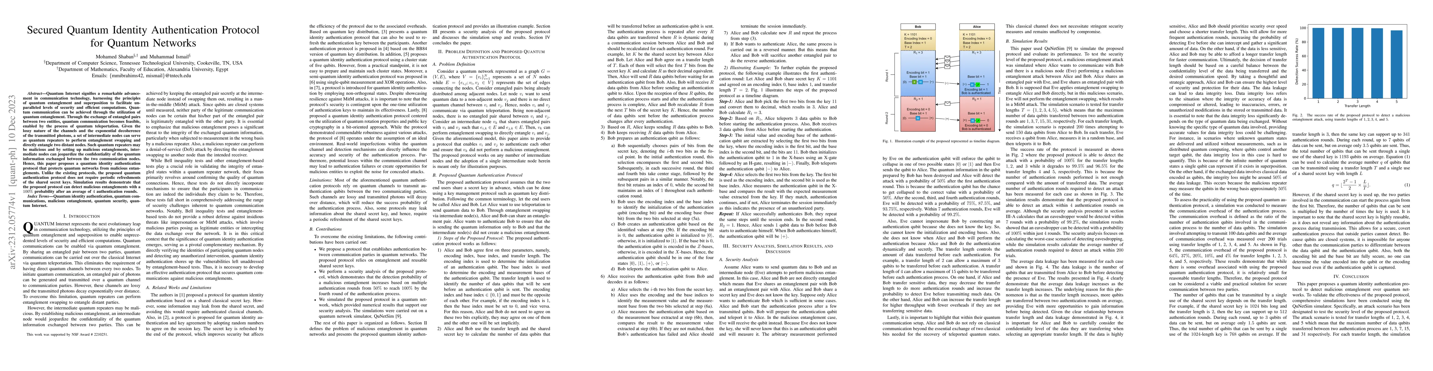 Thumbnail for Secured Quantum Identity Authentication Protocol for Quantum Networks