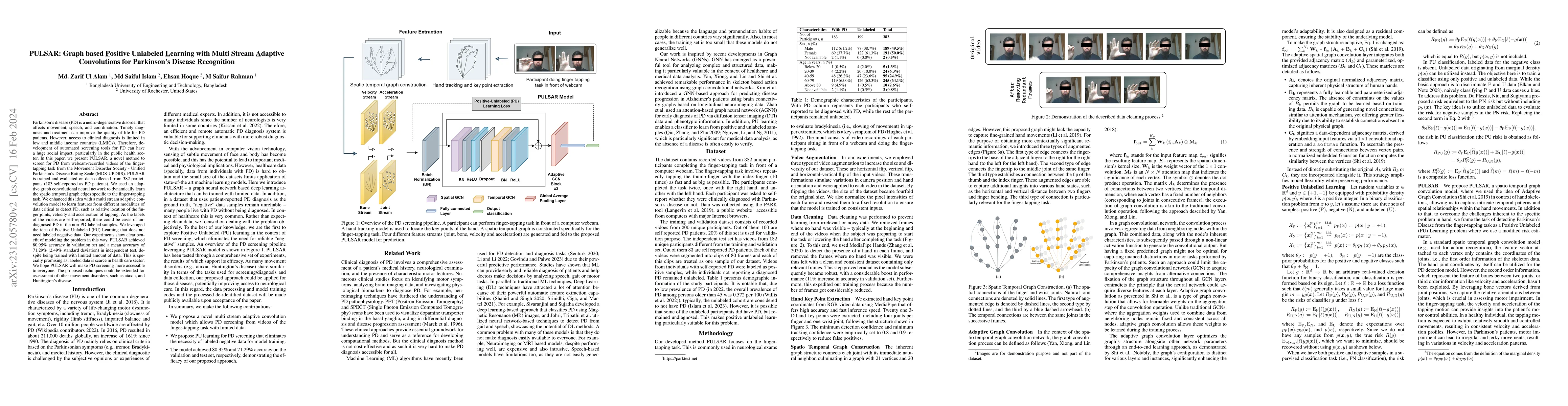 Thumbnail for PULSAR: Graph based Positive Unlabeled Learning with Multi Stream
  Adaptive Convolutions for Parkinson's Disease Recognition