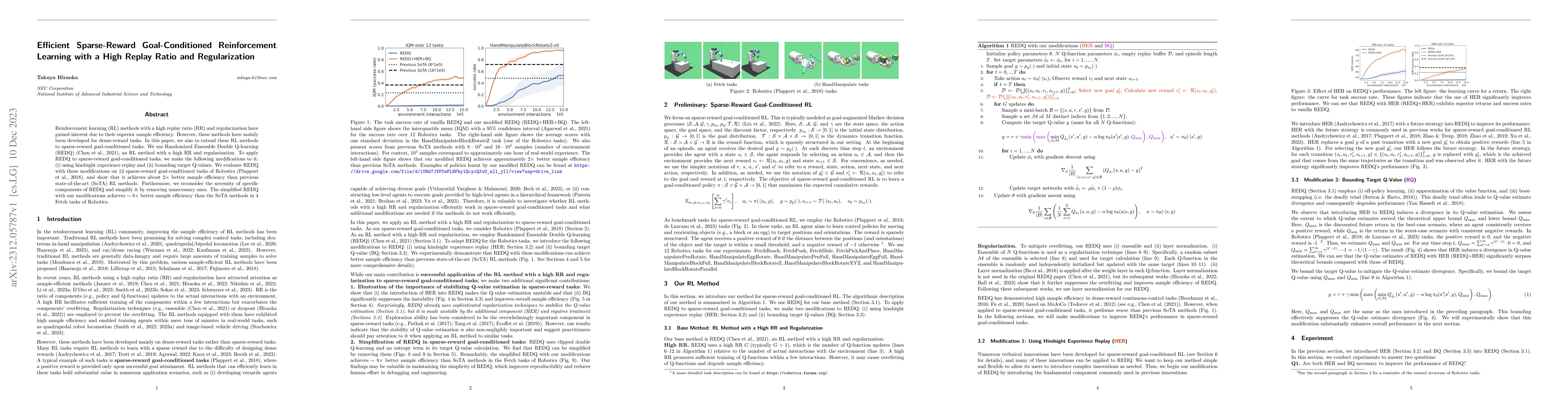 Thumbnail for Efficient Sparse-Reward Goal-Conditioned Reinforcement Learning with a
  High Replay Ratio and Regularization