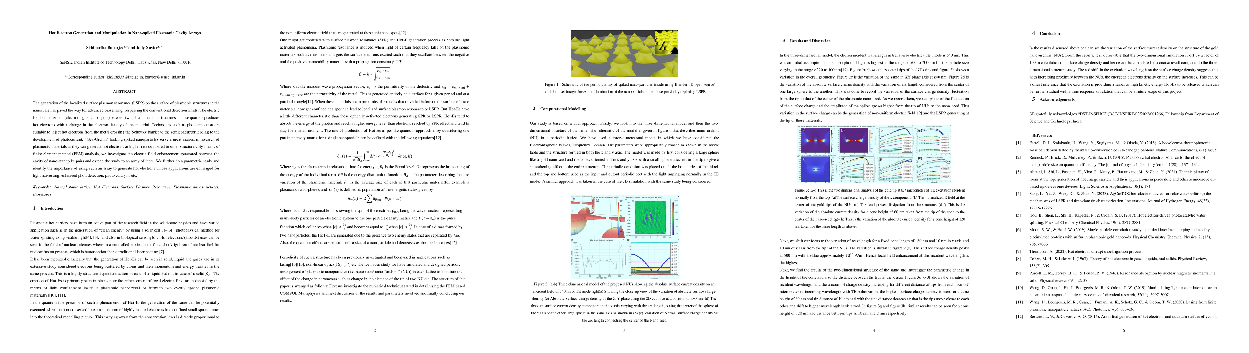 Thumbnail for Hot Electron Generation and Manipulation in Nano-spiked Plasmonic Cavity
  Arrays