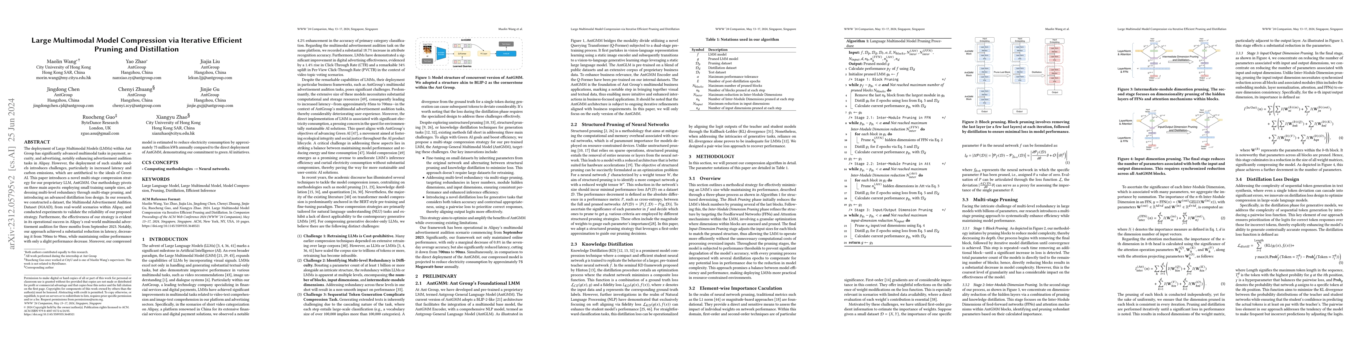 Thumbnail for Large Multimodal Model Compression via Efficient Pruning and
  Distillation at AntGroup