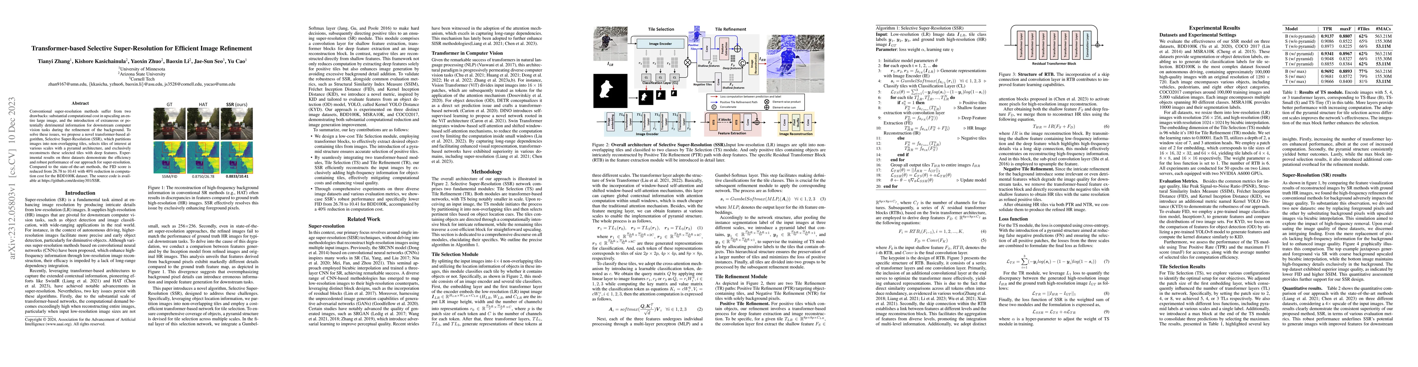 Thumbnail for Transformer-based Selective Super-Resolution for Efficient Image
  Refinement