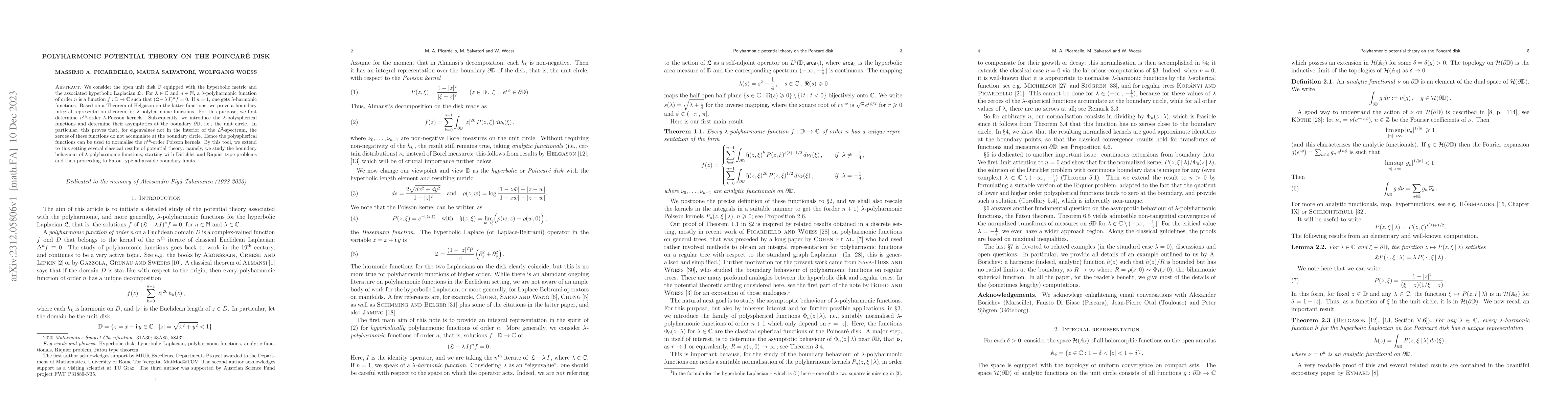 Thumbnail for Polyharmonic potential theory on the Poincar\'e disk