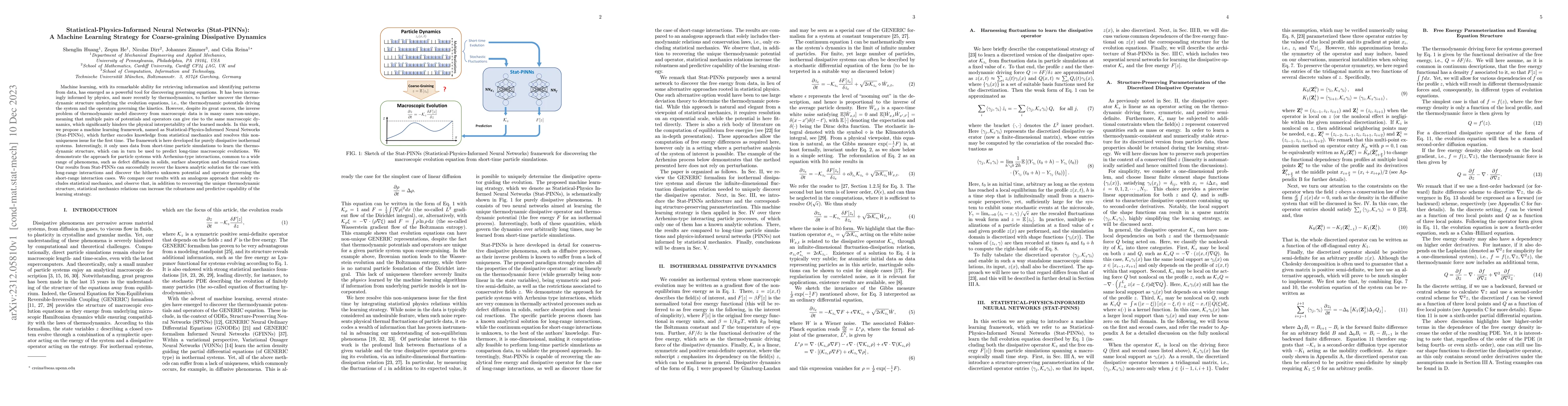 Thumbnail for Statistical-Physics-Informed Neural Networks (Stat-PINNs): A Machine
  Learning Strategy for Coarse-graining Dissipative Dynamics
