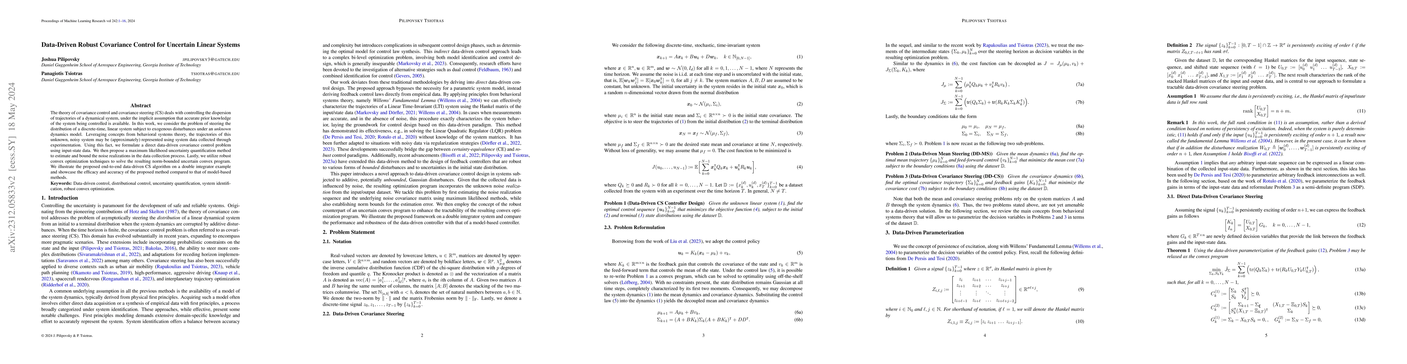 Thumbnail for Data-Driven Robust Covariance Control for Uncertain Linear Systems