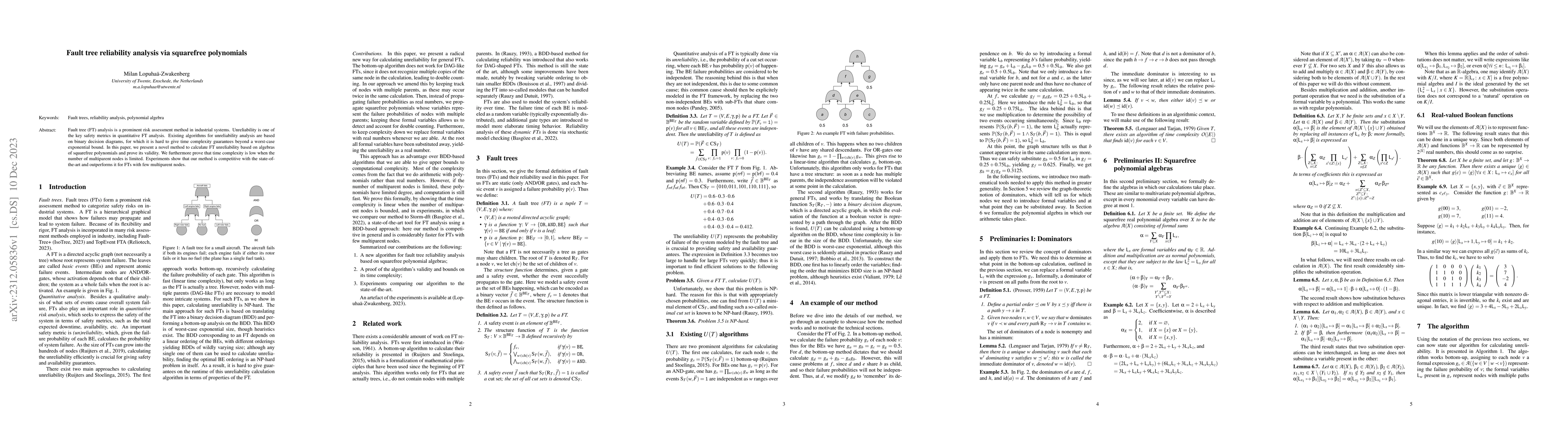 Thumbnail for Fault tree reliability analysis via squarefree polynomials