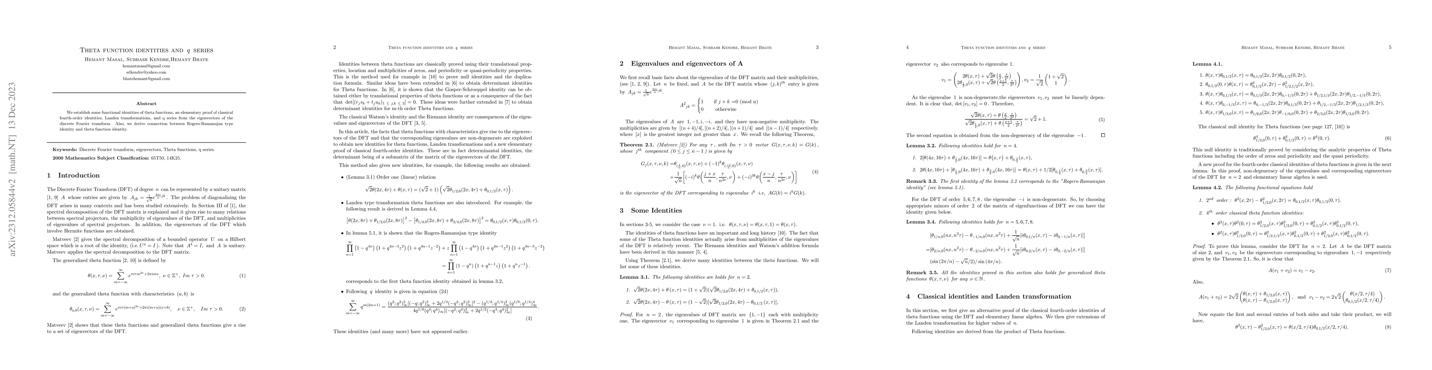 Thumbnail for Theta function identities and q series