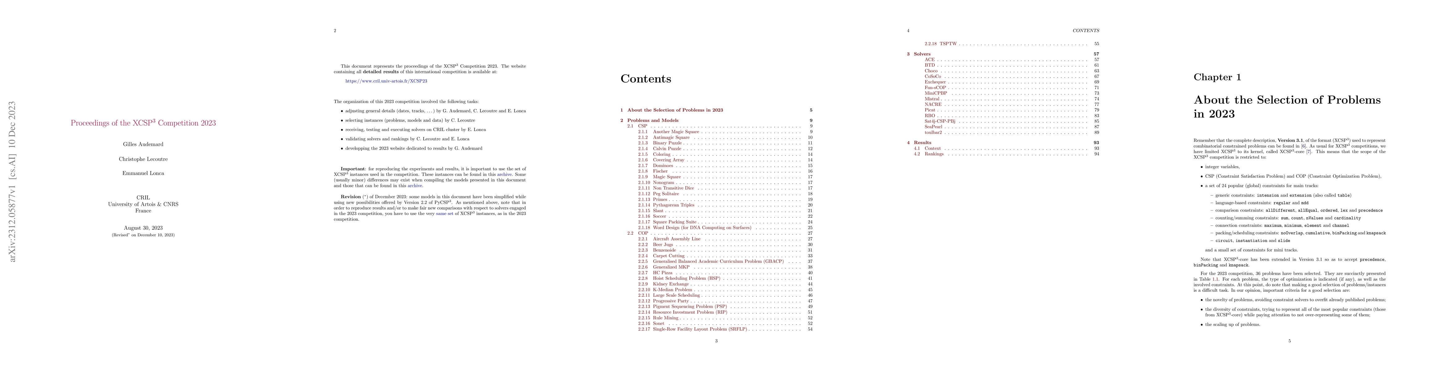 Thumbnail for Proceedings of the 2023 XCSP3 Competition