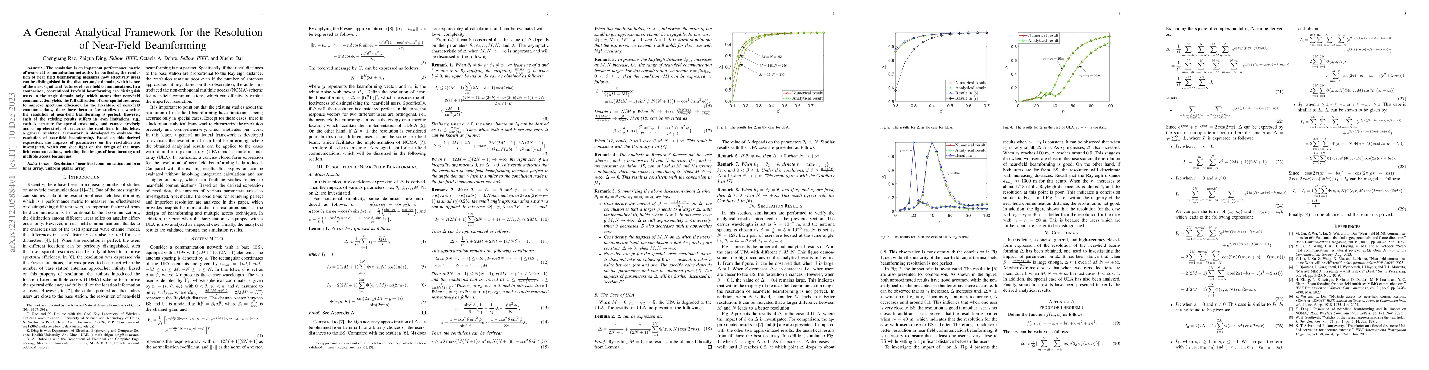 Thumbnail for A General Analytical Framework for the Resolution of Near-Field
  Beamforming