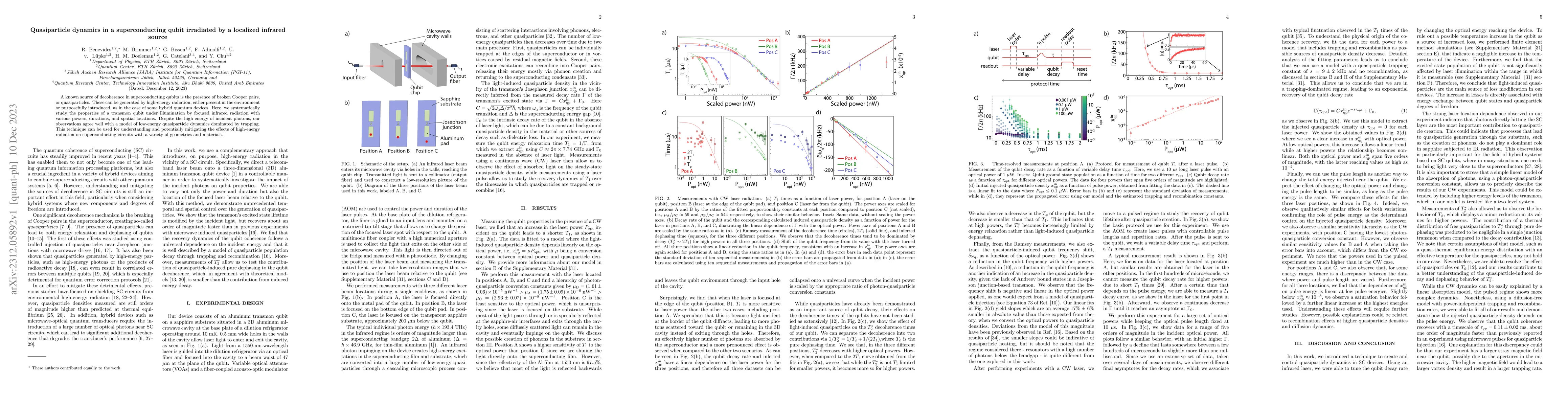 Thumbnail for Quasiparticle dynamics in a superconducting qubit irradiated by a
  localized infrared source