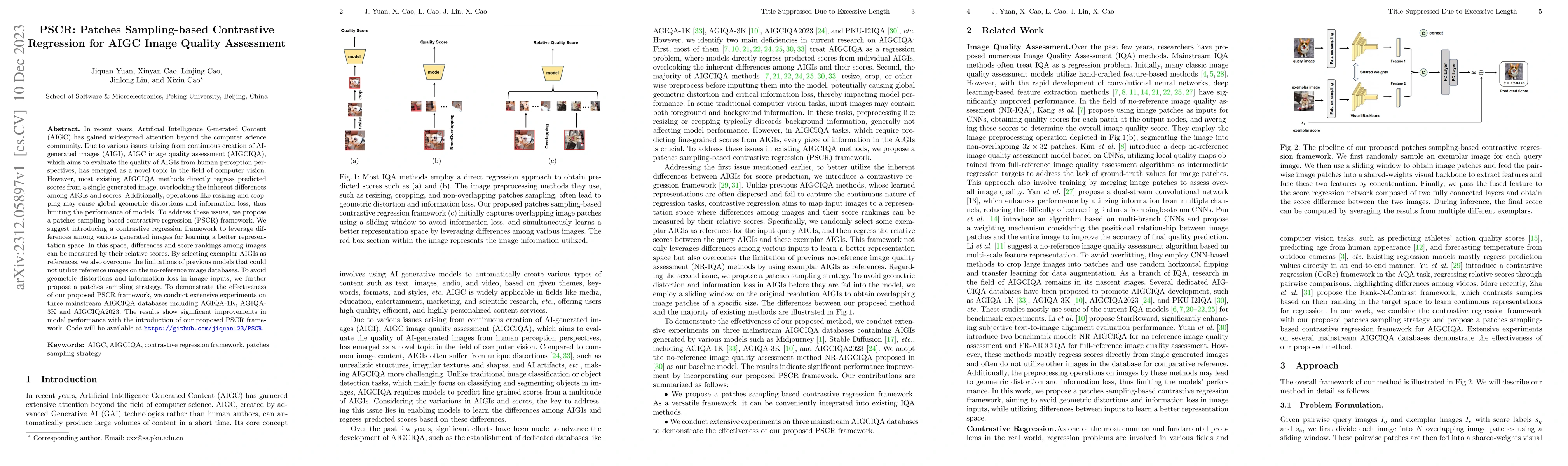 Thumbnail for PSCR: Patches Sampling-based Contrastive Regression for AIGC Image
  Quality Assessment